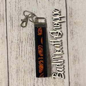 Halloween Pumpkin Ribbon Handmade Loop Handle Keychain Wristlet Strap